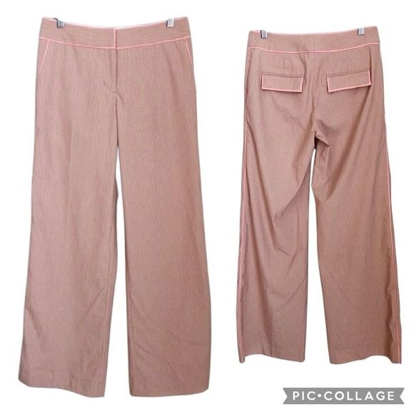 Express Correspondent Spring Pink Gray Striped Wide Straight Leg Pants Size 4 - Picture 1 of 8